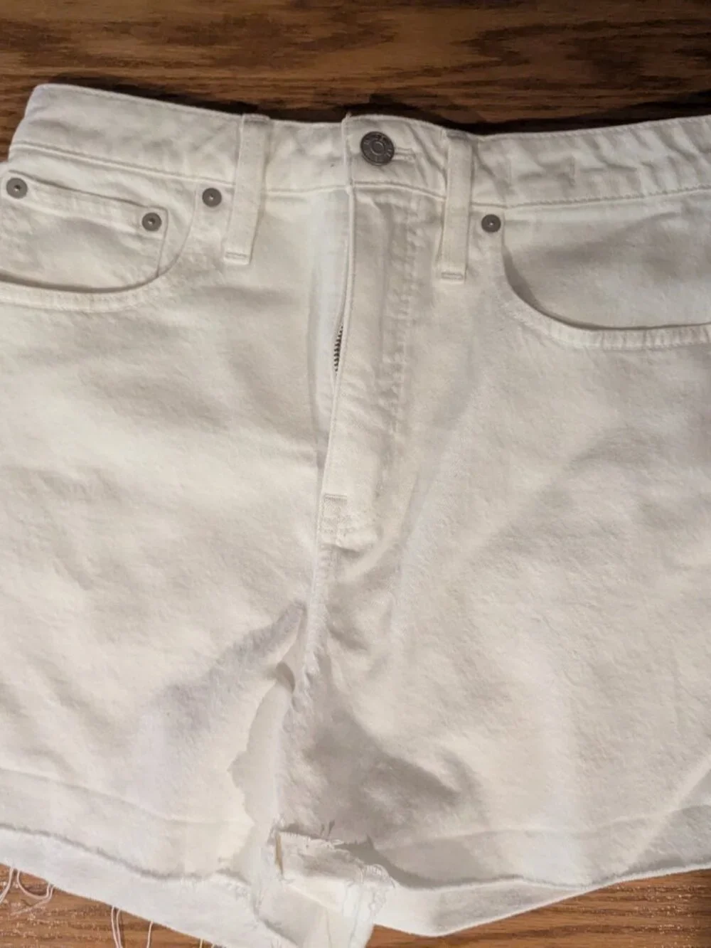 Madewell White Denim Cutoff Shorts Size 28 High Rise Raw Hem